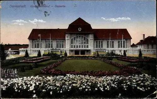 Ak Darmstadt in Hessen, Hauptbahnhof, Ostseite, Straßenbahn