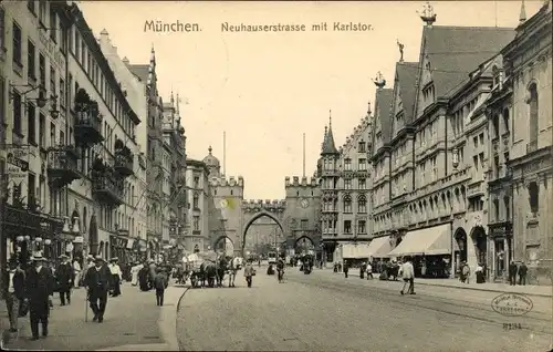 Ak München Bayern, Neuhauser Straße mit Karlstor
