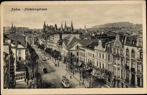 Ak Aachen in Nordrhein Westfalen, Hindenburgstraße, Straßenbahn