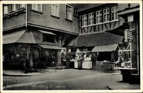 Ak Frankfurt am Main, Schirne, Wurstverkaufsstand