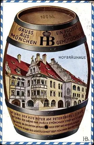 Künstler Ak Boettcher, Hans, München Bayern, Hofbräuhaus, Bierfass