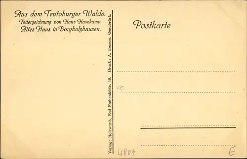 Künstler Ak Hasekamp, Hans, Borgholzhausen in Westfalen, altes Haus