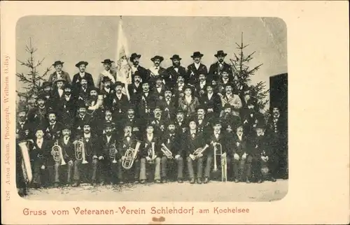 Ak Schlehdorf am Kochelsee Oberbayern, Gruppenbild des Veteranen Vereins