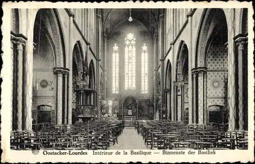 Ak Oostacker Lourdes Ostflandern, Innenraum der Basilika