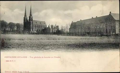 Ak Oostakker Oostacker lez Gent Ostflandern, Gesamtansicht von Lourdes in Flandern