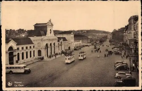 Ak Namur Wallonie, Bahnhof, Bus, Straßenbahn