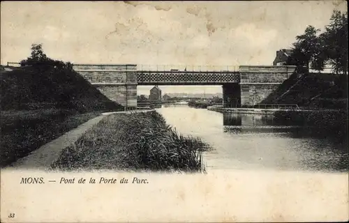 Ak Mons Wallonia Hennegau, Pont de la Porte du Parc