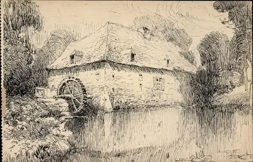 Künstler Ak Volsem, Blick auf die Wassermühle