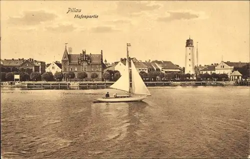 Ak Baltijsk Pillau Ostpreußen, Hafenpartie