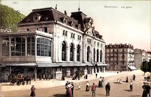 Ak Montreux Kt. Waadt Schweiz, Bahnhof