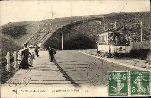 Ak Sainte Adresse Seine Maritime, Le Raidillon de la Hève, Straßenbahn, Levy et Fils