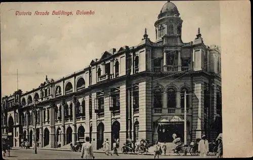 Ak Colombo Ceylon Sri Lanka, Victoria Arcade Buildings, Straßenansicht