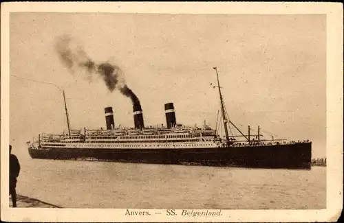 Ak Antwerpen Antwerpen Flandern, Dampfschiff SS Belgenland, Red Star Line, Dampfschiff