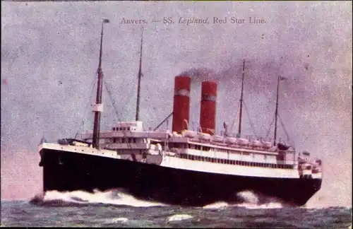 Ak Antwerpen Antwerpen Flandern, Dampfschiff SS Lepland, Red Star Line