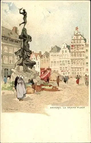 Künstler Litho Cassiers, Henri, Antwerpen Flandern, Grand Place