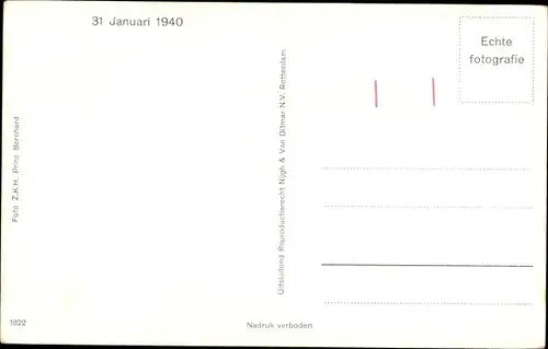 Ak Prinzessin Beatrix der Niederlande, Spielzeuggeschirr, 31. Januar 1940