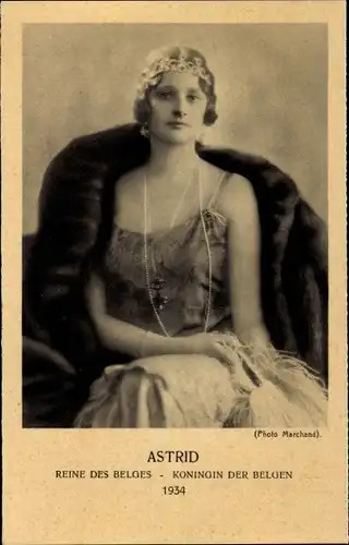 Ak Astrid von Schweden, Königin von Belgien, Portrait