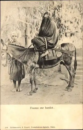 Ak Arabische Frau auf Esel