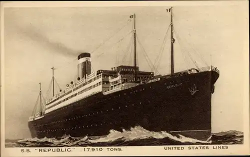 Ak United States Lines, USL, Dampfer SS Republic