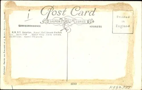 Künstler Ak Dampfer Asturias, Royal Mail Lines