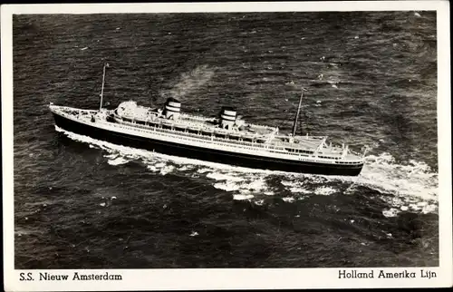 Ak Dampfer S. S. Nieuw Amsterdam der Holland America Line, Fliegeraufnahme