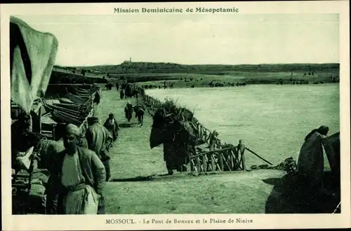 Ak Mossul Irak, Le Pont de Bateaux et la Plaine de Ninive