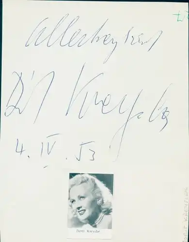 Ak Schauspielerin und Sängerin Dorit Kreysler, Tänzerin Josephine Baker, Portrait, Autogramm