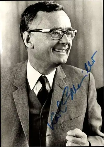 Ak Bundesminister für Wirtschaft und Finanzen Prof. Dr. Karl Schiller, Portrait, Autogramm