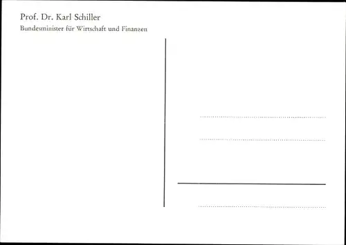 Ak Bundesminister für Wirtschaft und Finanzen Prof. Dr. Karl Schiller, Portrait, Autogramm