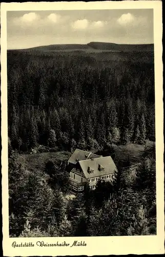 Ak Weißenstadt Fichtelgebirge, Gaststätte Weissenhaider Mühle, Wald