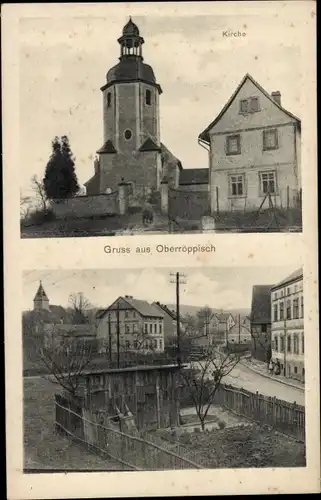 Ak Oberröppisch Röppisch Gera Thüringen, Kirche, Teilansicht