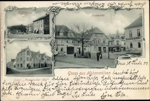 Ak Hohenmölsen im Burgenlandkreis, Topfmarkt, Neumarkt, Hotel Preußischer Hof