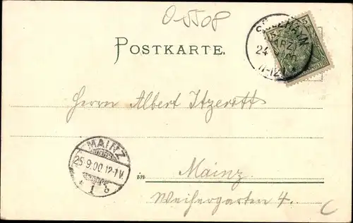 Litho Sülzhayn Ellrich Harz Thüringen, Totalansicht, Gasthof zum Sülzetal