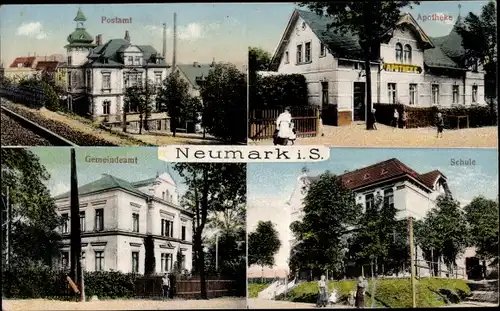 Ak Neumark in Sachsen, Schule, Apotheke, Postamt, Gemeindeamt