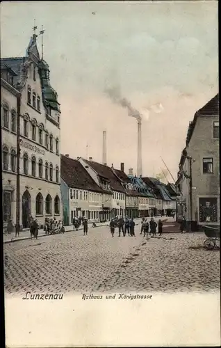 Ak Lunzenau in Sachsen, Rathaus, Königstraße