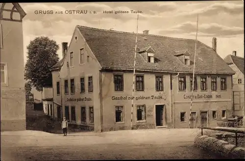 Ak Ostrau in Sachsen, Hotel Goldene Taube