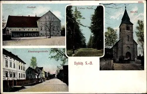 Ak Nobitz Altenburger Land, Kirche, Leina, Gasthof, Altenburgerstraße