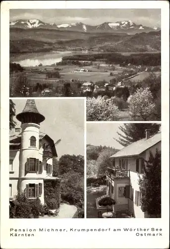 Ak Krumpendorf am Wörthersee Kärnten, Panorama, Pension Michner