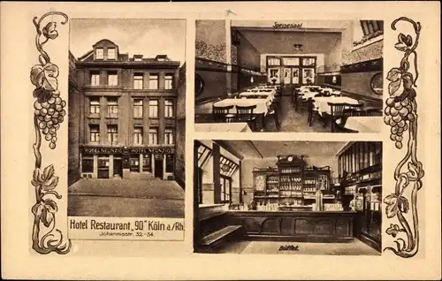 Ak Köln am Rhein, Hotel Restaurant 90, Johannisstraße 32-34, am Hauptbahnhof, Büffet