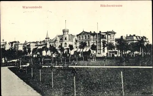 Ak Ostseebad Warnemünde Rostock, Blücherstraße, Villen, Kurpark