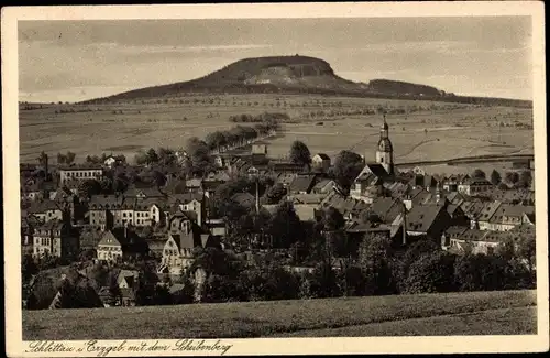 Ak Schlettau im Erzgebirge Sachsen, Panorama vom Ort mit dem Scheibenberg