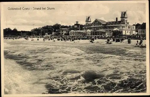 Ak Selenogradsk Ostseebad Cranz Ostpreußen, Strand bei Sturm
