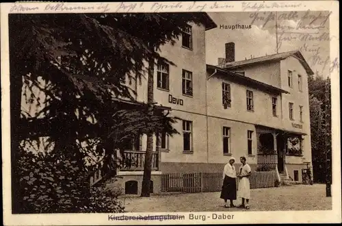 Ak Burg Daber Wittstock Dosse in der Prignitz, Kindererholungsheim Devo, Haupthaus