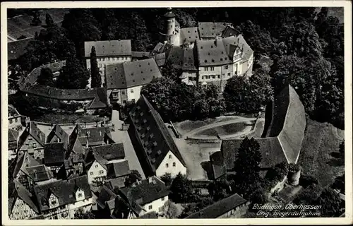 Ak Büdingen im Wetteraukreis Hessen, Fliegeraufnahme vom Schloss