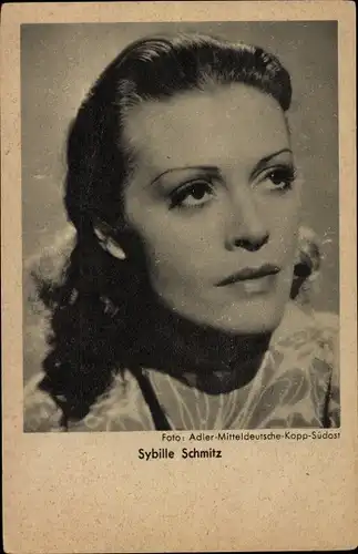 Ak Schauspielerin Sybille Schmitz, Portrait