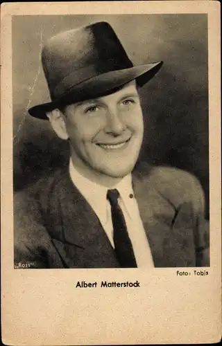 Ak Schauspieler Albert Matterstock, Portrait, Hut