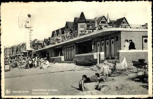 Ak Zoute Knokke Heist Heyst Knocke sur Mer Westflandern, Installation de bains, Strandleben