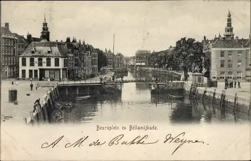 Ak Vlissingen Zeeland Niederlande, Beursplein en Bellamykade