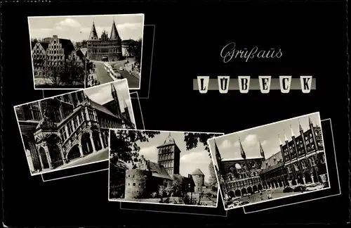 Ak Hansestadt Lübeck, Holstentor, Rathaustreppe, Rathaus