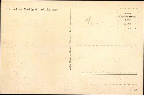 Ak Hansestadt Lübeck, Marktplatz, Rathaus